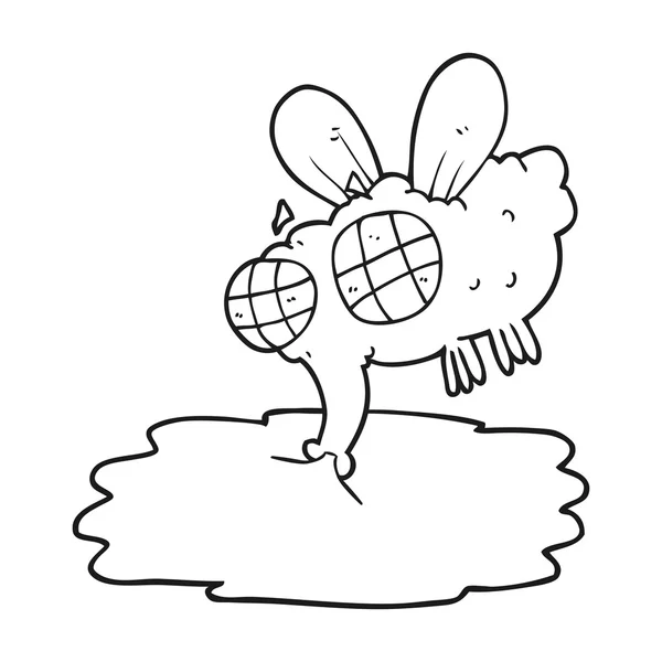 Dibujos animados en blanco y negro mosca bruta — Vector de stock