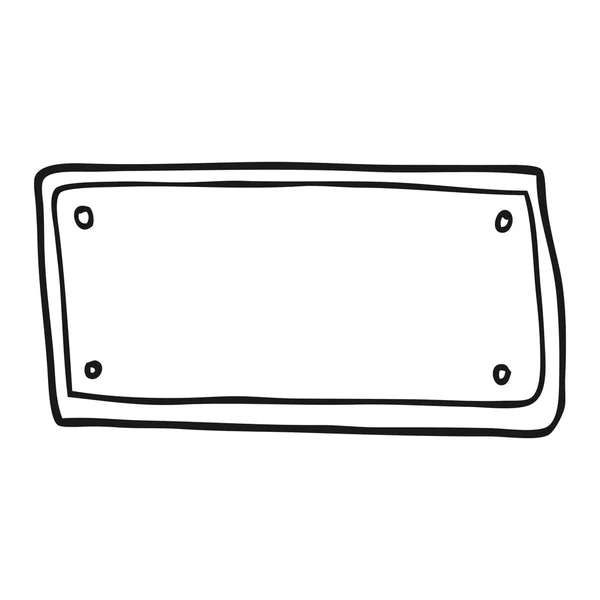 Blanco y negro caricatura en blanco signo — Vector de stock