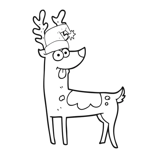 Black and white cartoon crazy reindeer — Stock Vector