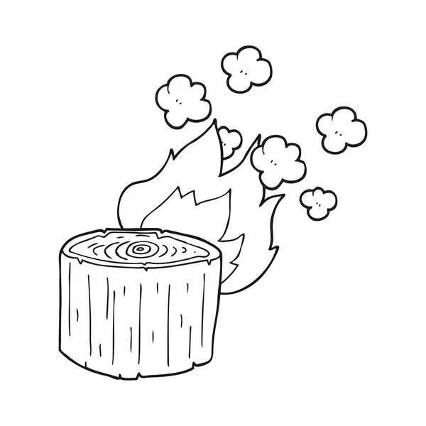 黑色和白色卡通燃烧日志 — 图库矢量图片