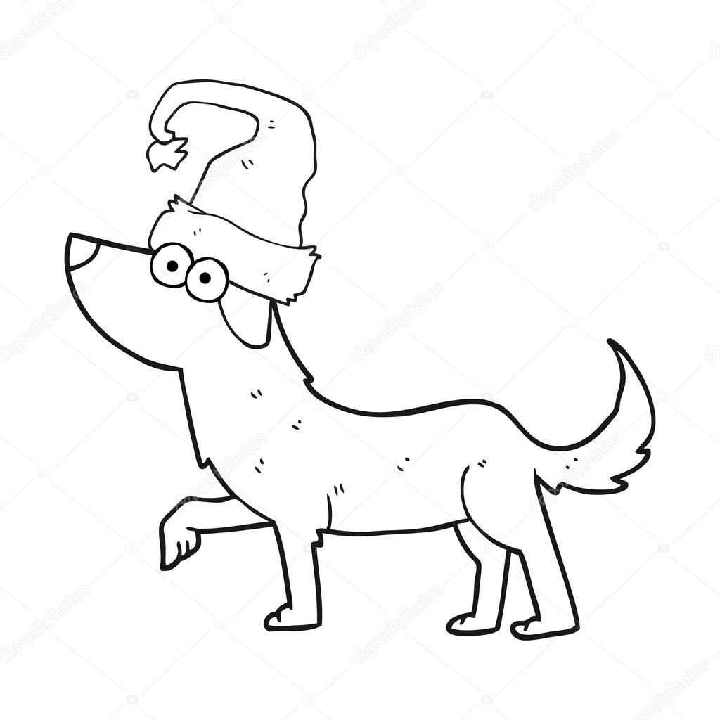 Chien De Dessin Animé Noir Et Blanc Image Vectorielle
