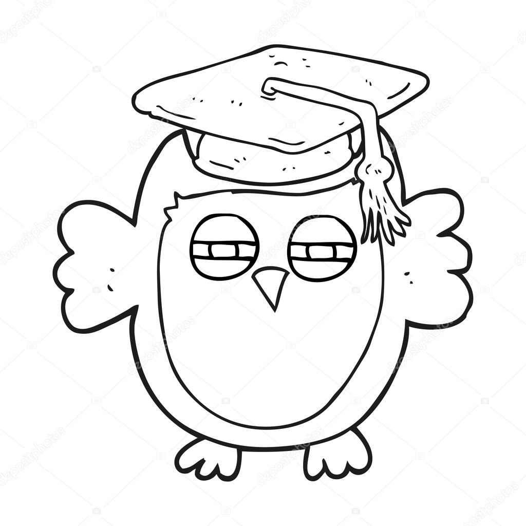 黑色和白色卡通猫头鹰