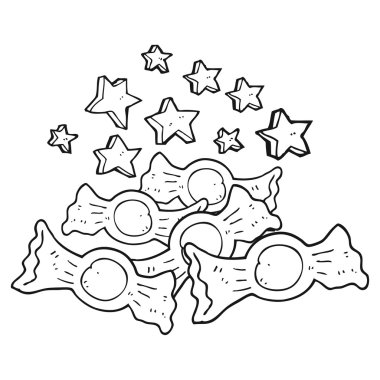 siyah beyaz çizgi film şeker