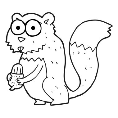 siyah beyaz çizgi film kızgın sincap fındık ile