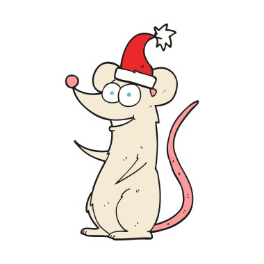 çizgi film fare giyen Noel şapka