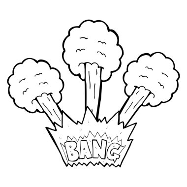 siyah beyaz çizgi film patlama