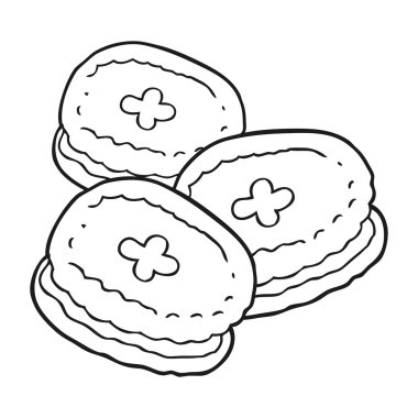 siyah beyaz çizgi film bisküvi