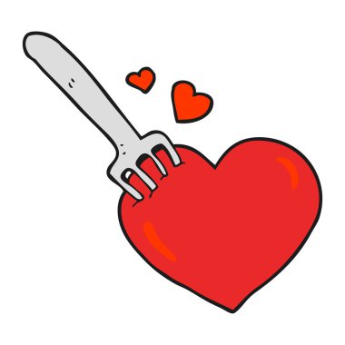 kalp karikatür çatal