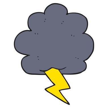 Serbest çizilmiş karikatür gökgürültüsü bulutu