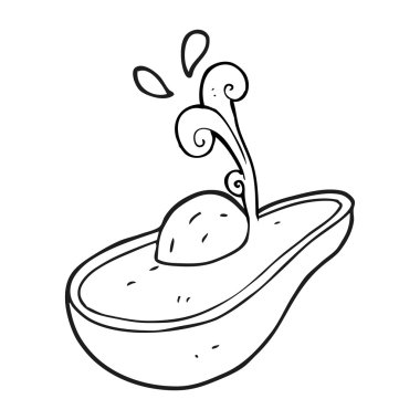 siyah beyaz çizgi film avokado