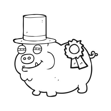 siyah beyaz çizgi film Ödülü kazanan domuz