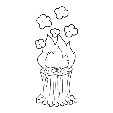 ağaç kütüğü yazma siyah beyaz çizgi film