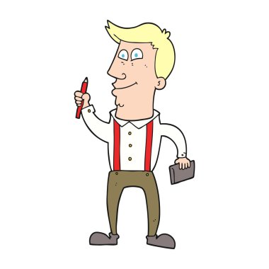 defter ve kalem karikatür adamla