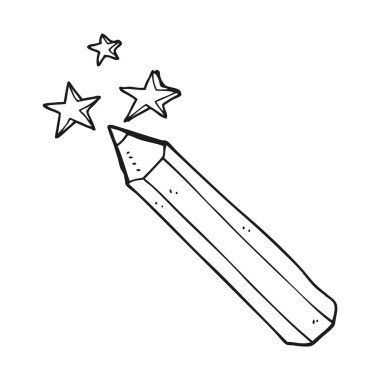 siyah beyaz çizgi film sihirli kalem