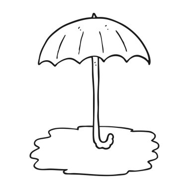 siyah beyaz çizgi film ıslak şemsiye