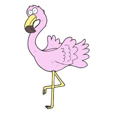 serbest çizilmiş karikatür flamingo