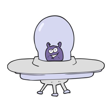 serbest el çekilmiş çizgi film uzay gemisi