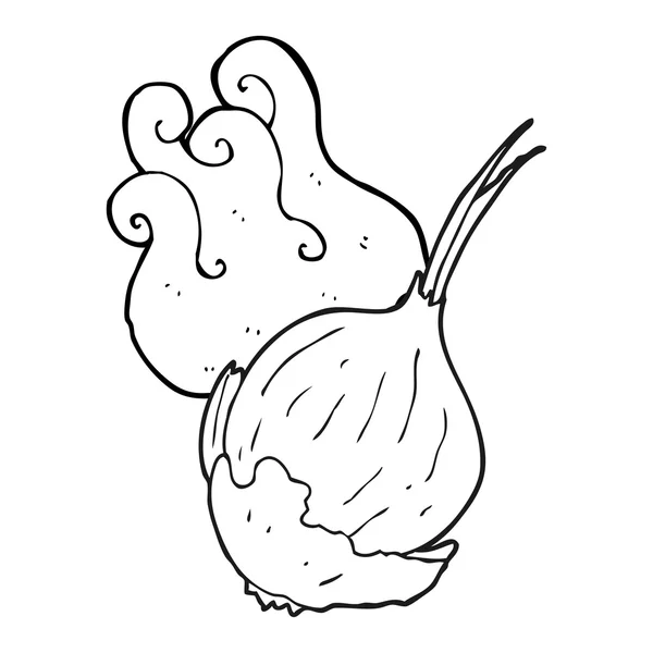Black and white cartoon garlic — Stock Vector