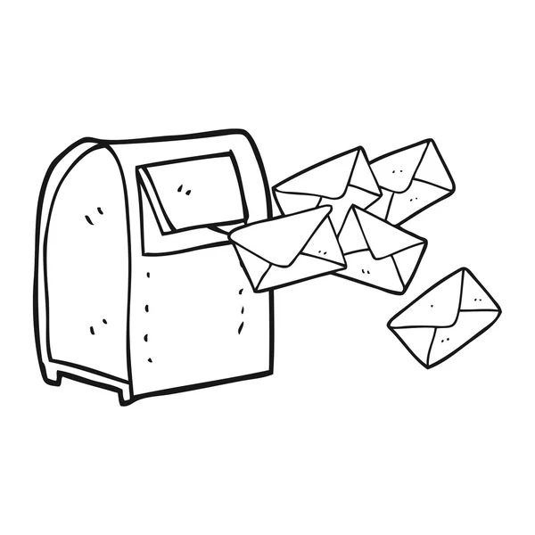 Postkasse i svart og hvit tegnefilm – stockvektor
