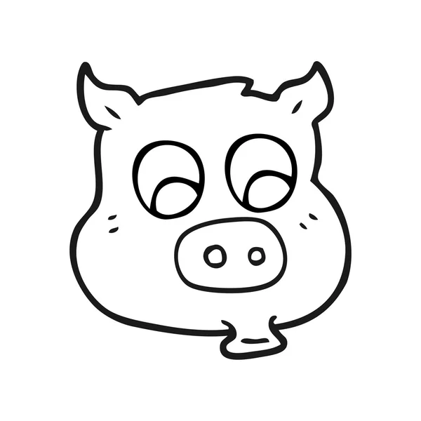 Black and white cartoon pig — Stock Vector