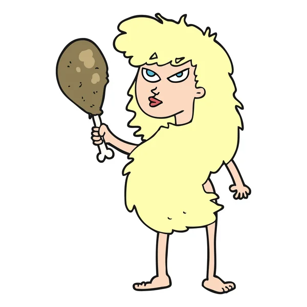 肉と漫画 cavewoman — ストックベクタ