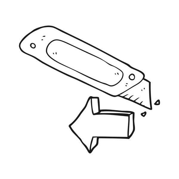 Cuchillo de construcción de dibujos animados en blanco y negro — Vector de stock