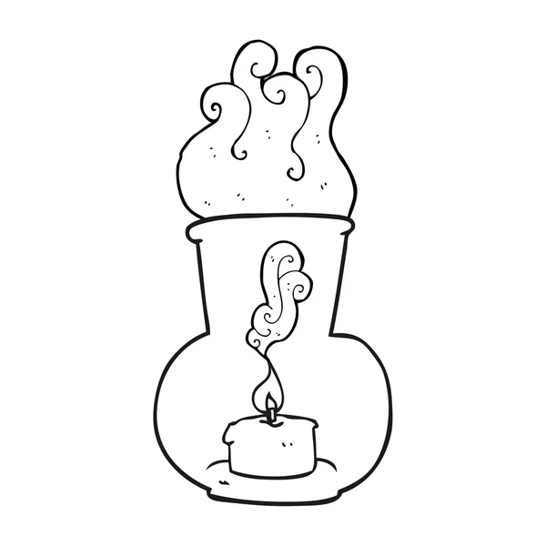 Preto e branco cartoon lanterna de vidro velho com vela — Vetor de Stock