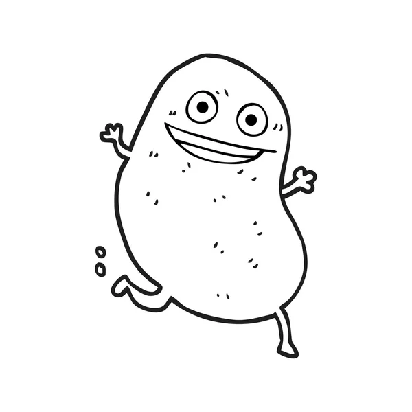Schwarz-weißer Cartoon-Kartoffellauf — Stockvektor