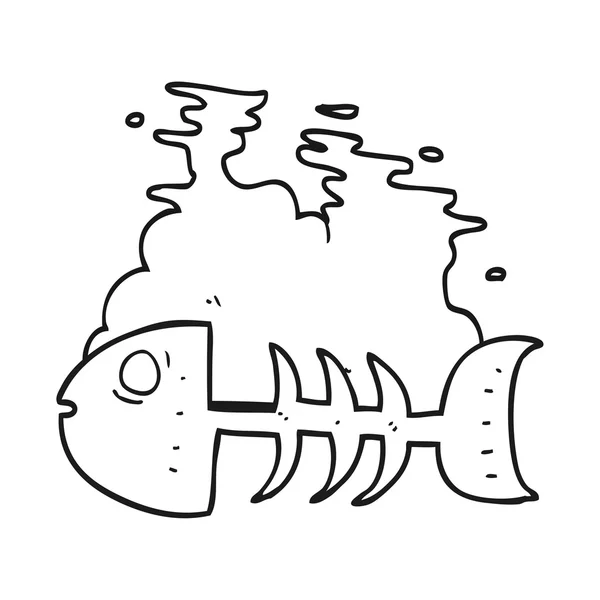 Svartvita tecknade fiskben — Stock vektor