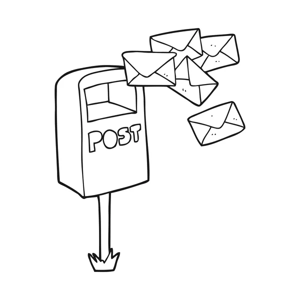 Caixa de correio cartoon preto e branco — Vetor de Stock