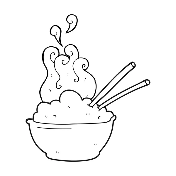 Czarno-białe kreskówka miska ryżu — Wektor stockowy