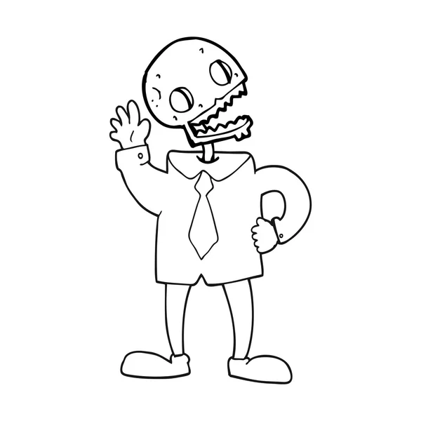 Black and white cartoon zombie businessman — Stock Vector