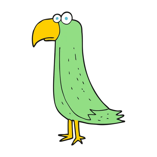 FreeHand ritade cartoon papegoja — Stock vektor