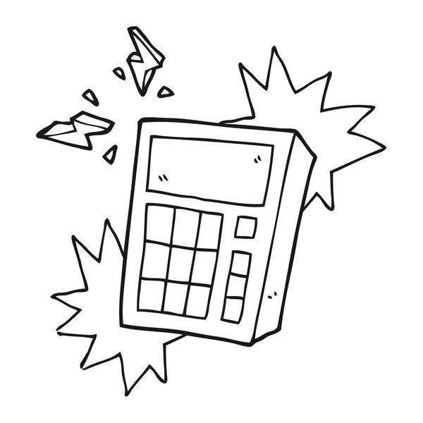 Calculatrice de dessin animé noir et blanc — Image vectorielle