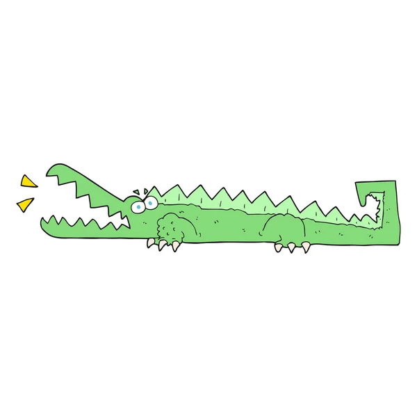 Ręcznie rysowany kreskówkowy krokodyl — Wektor stockowy
