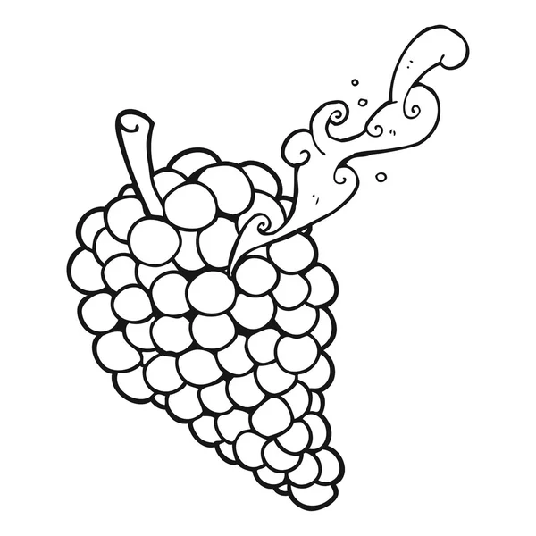 Uvas de dibujos animados en blanco y negro — Vector de stock