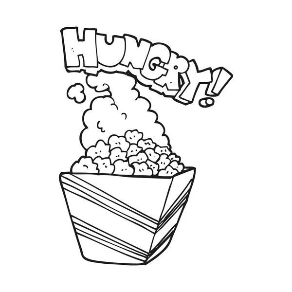 Black and white cartoon fresh popcorn — Stock Vector