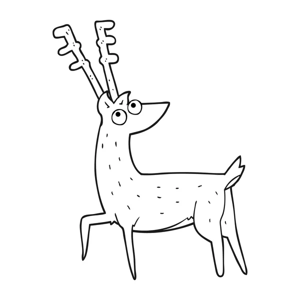 Cervo cartone animato in bianco e nero — Vettoriale Stock
