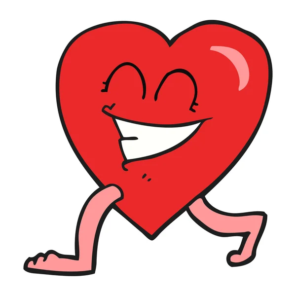 Corazón caminar dibujos animados — Vector de stock