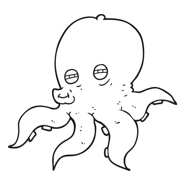 Pulpo de dibujos animados en blanco y negro — Vector de stock