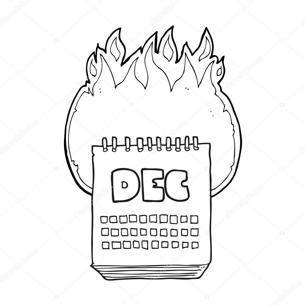 Calendrier Dessin Anime Noir Et Blanc Montrant Le Mois De Decembre Image Vectorielle Par Lineartestpilot C Illustration 96256424