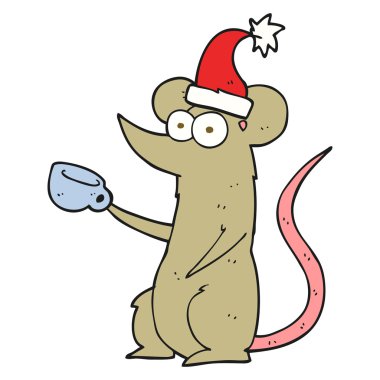 çizgi film fare giyen Noel şapka