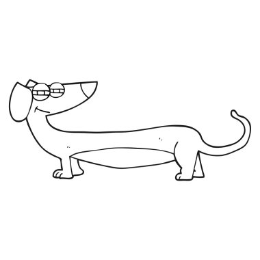 siyah beyaz çizgi film dachshund