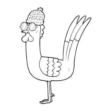 Black and white cartoon chicken wearing disguise vector Black and white cartoon chicken wearing disguise vector