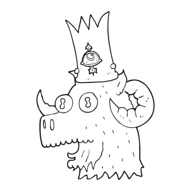 siyah beyaz çizgi film ram kafa büyülü tacı olan