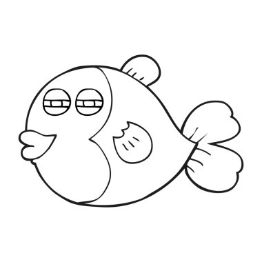 siyah beyaz çizgi film balık