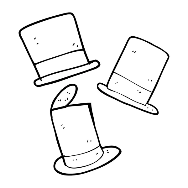 Zwart-wit cartoon hoge hoeden — Stockvector