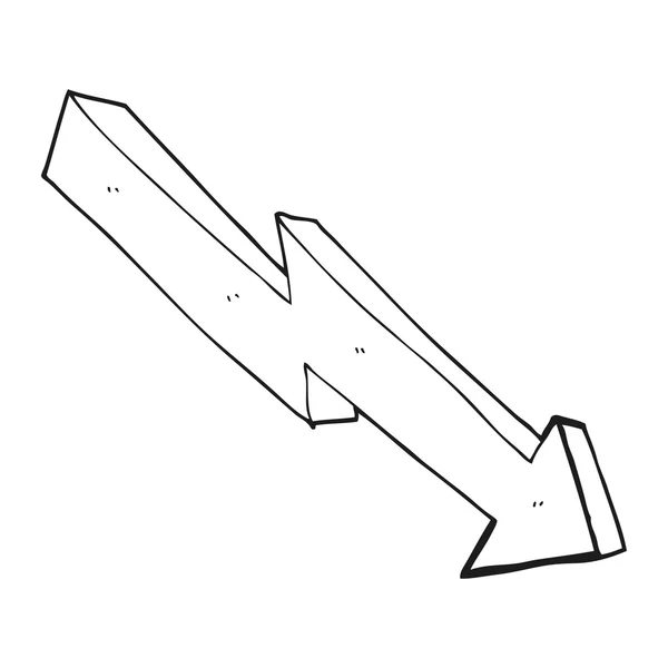 Чорно-білий мультфільм стрілка вниз тенденція — стоковий вектор