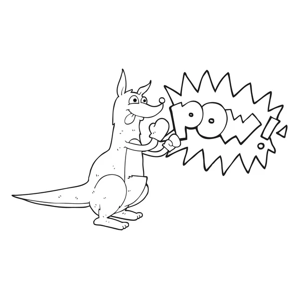 Noir et blanc dessin animé boxe kangourou — Image vectorielle