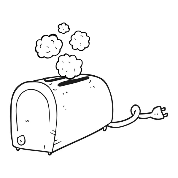 Zwart-wit cartoon broodrooster Rookvrije — Stockvector